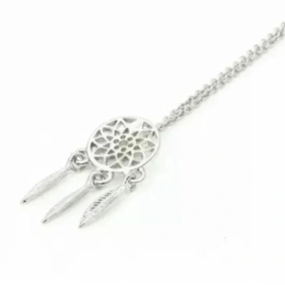 Boho feather dream catcher necklace